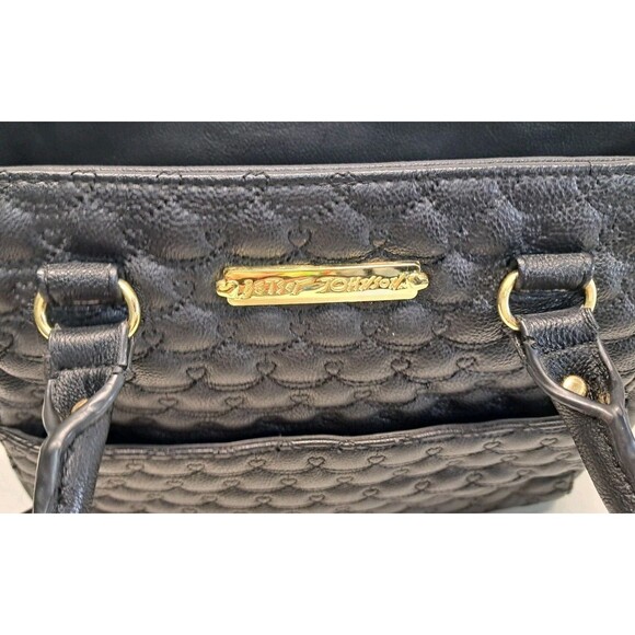 Betsey Johnson Quilted Satchel Black Bag - Picture 8 of 15